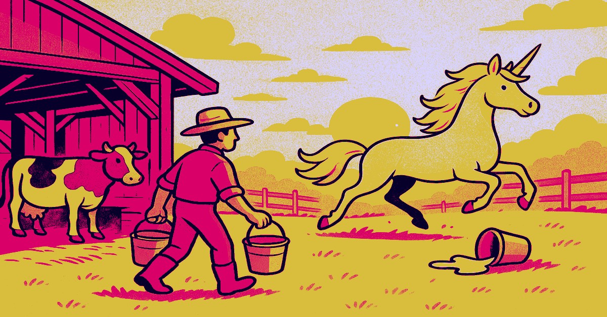 farmer cow and unicorn