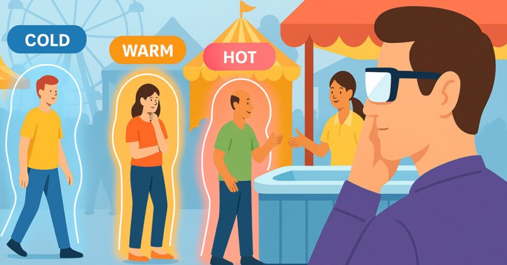 Illustration of marketing glasses revealing in market customers for targeted Meta ad campaigns